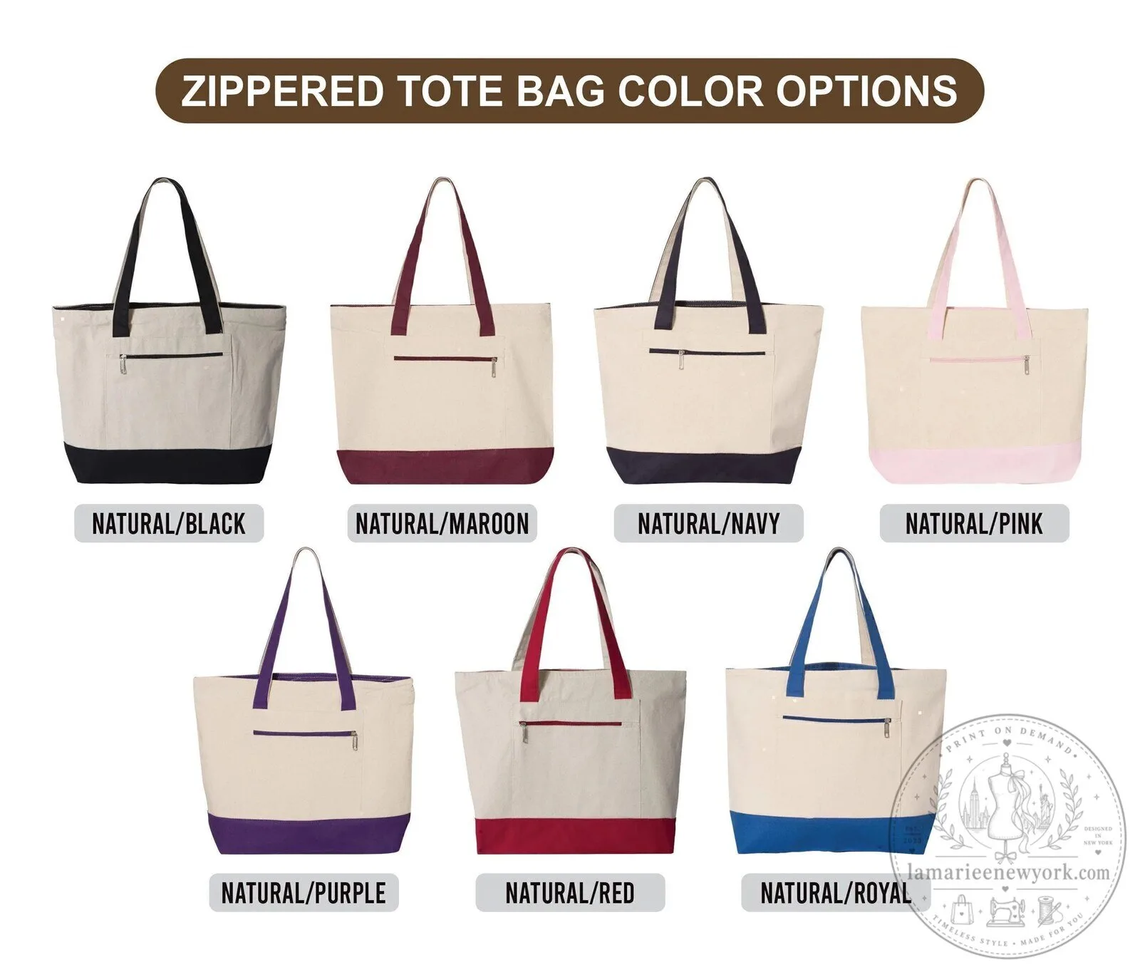 Personalized Birth Month Flower Canvas Tote Bag with Zipper for Women 21 Personalized Birth Month Flower Canvas Tote Bag with Zipper for Women