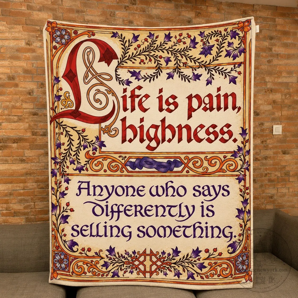 Life is Pain Princess Bride Quote Blanket - Romantic Comedy Movie Sherpa Blanket