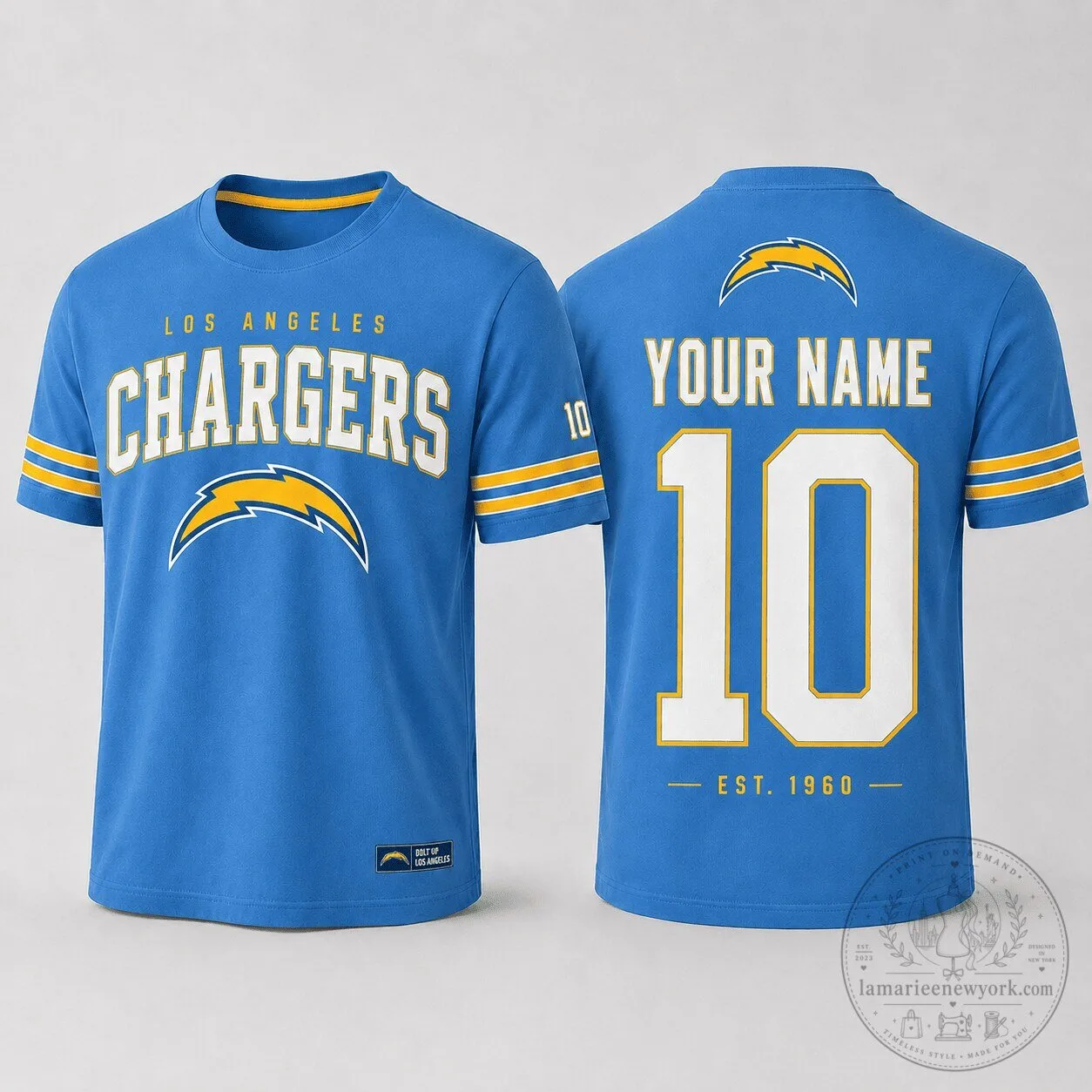 Los Angeles Chargers NFL Fan Shirt Custom Name Number T-Shirt