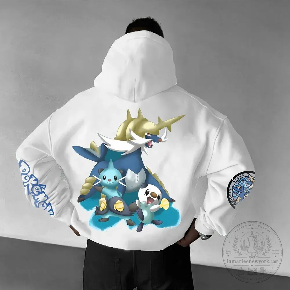 Pokemon Samurott Oshawott Dewott Evolution Graphic White Hoodie 1 Pokemon Samurott Oshawott Dewott Evolution Graphic White Hoodie