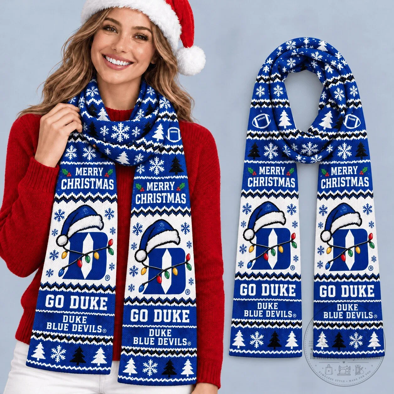 Duke Blue Devils Merry Christmas Winter Holiday Scarf