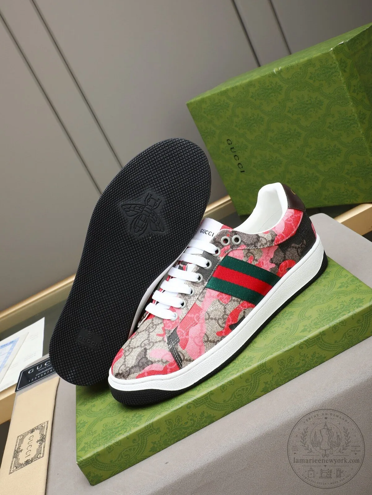 Gucci Floral Monogram Ace Sneakers for Women, Designer Luxury Shoes 6 Gucci Floral Monogram Ace Sneakers for Women, Designer Luxury Shoes
