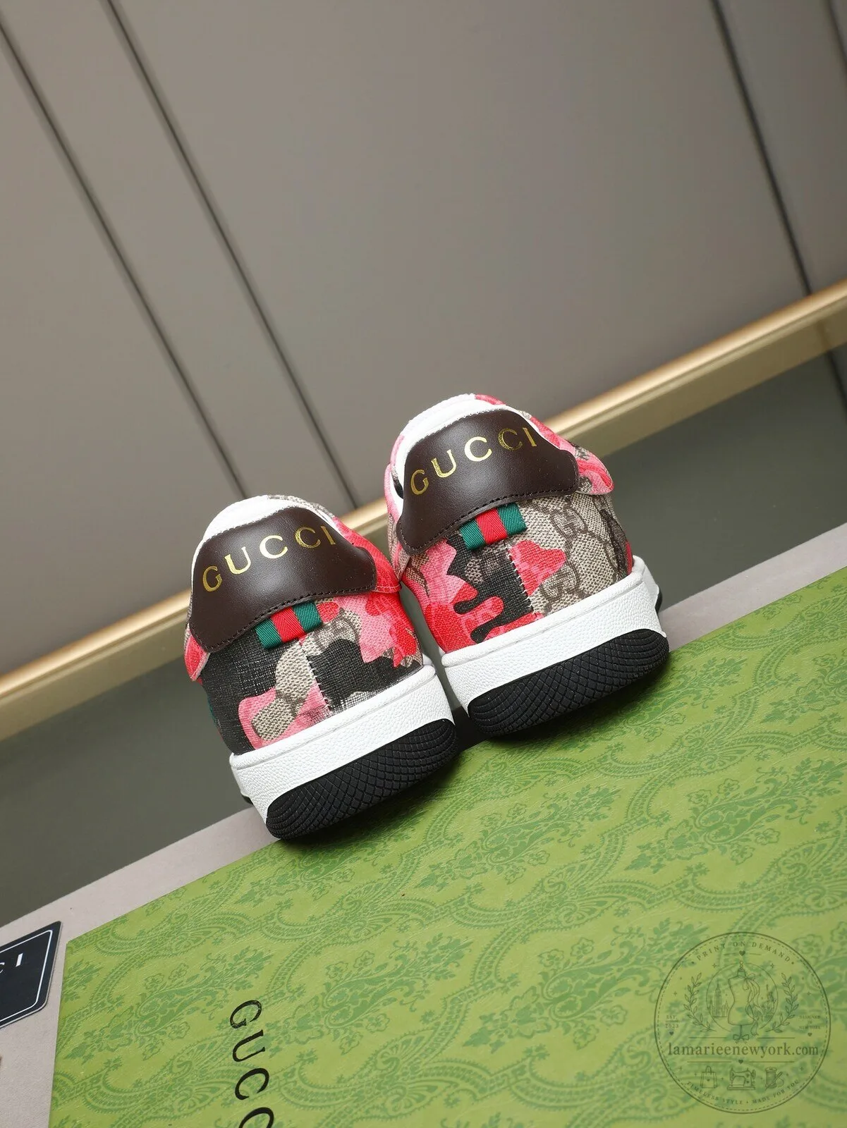 Gucci Floral Monogram Ace Sneakers for Women, Designer Luxury Shoes 7 Gucci Floral Monogram Ace Sneakers for Women, Designer Luxury Shoes