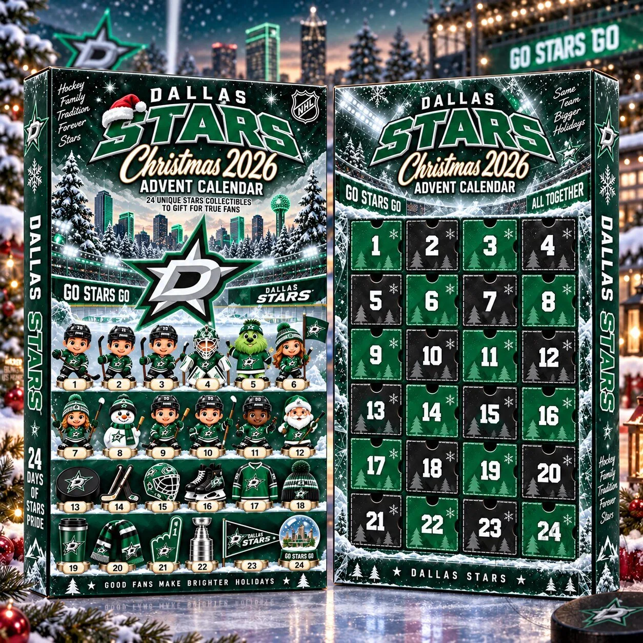 Dallas Stars National Hockey League Team Christmas Advent Calendar Box