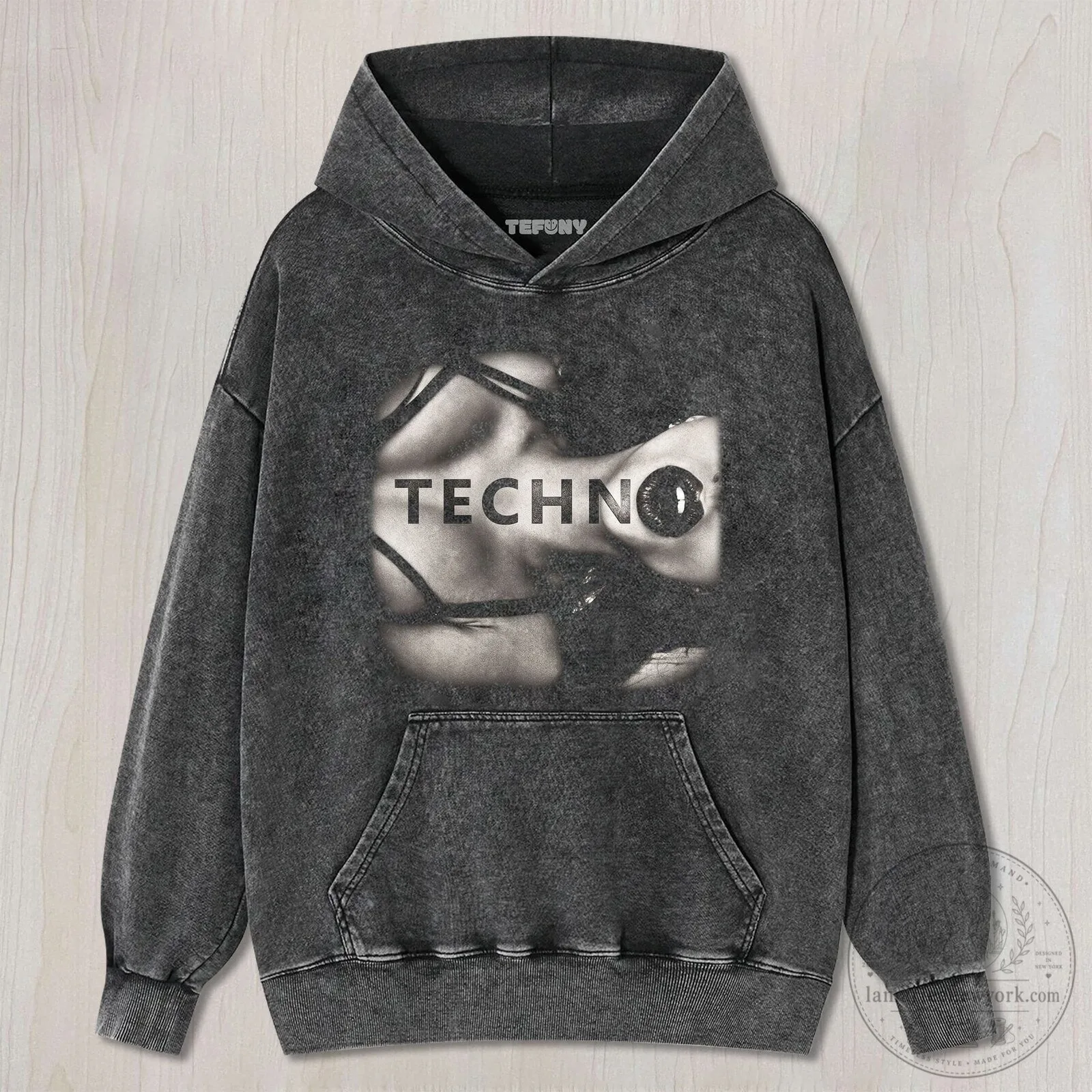 Techno Sexy Woman Graphic Print Washed Black Unisex T-Shirt 9 Techno Sexy Woman Graphic Print Washed Black Unisex T-Shirt