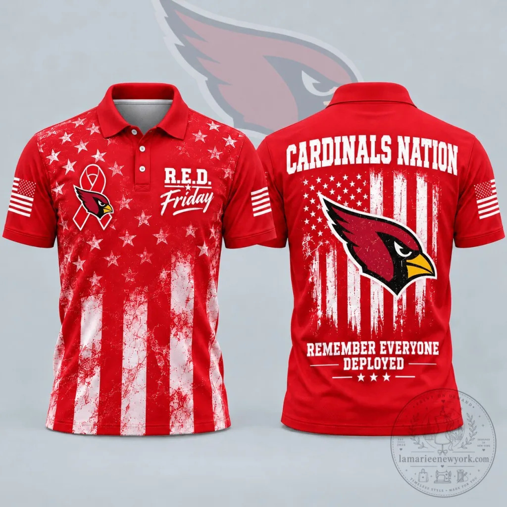 Arizona Cardinals R.E.D. Friday Remember Everyone Deployed Polo Shirt Arizona Cardinals R.E.D. Friday Remember Everyone Deployed Polo Shirt