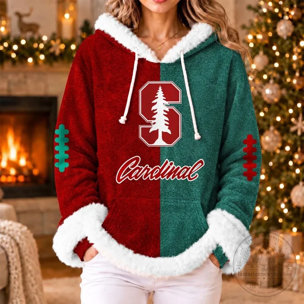 Stanford Cardinal Christmas Football Split Color Hoodie 1 Stanford Cardinal Christmas Football Split Color Hoodie