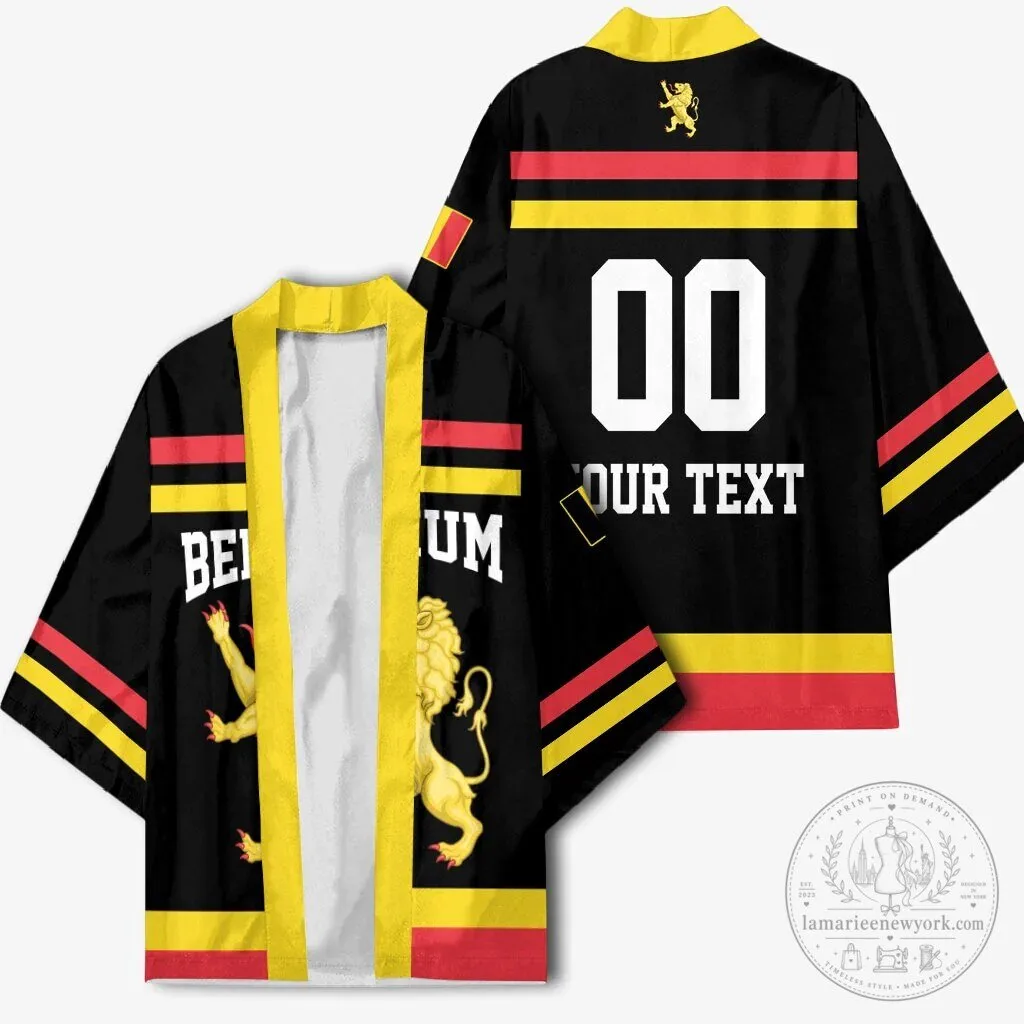 Belgium National Flag Lion Crest Kimono Robe 8 Belgium National Flag Lion Crest Kimono Robe