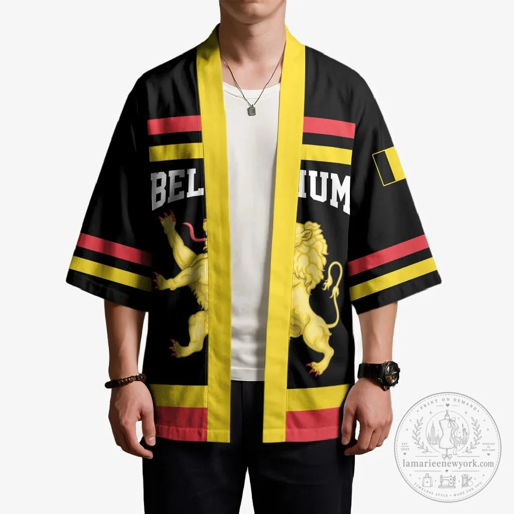 Belgium National Flag Lion Crest Kimono Robe 9 Belgium National Flag Lion Crest Kimono Robe