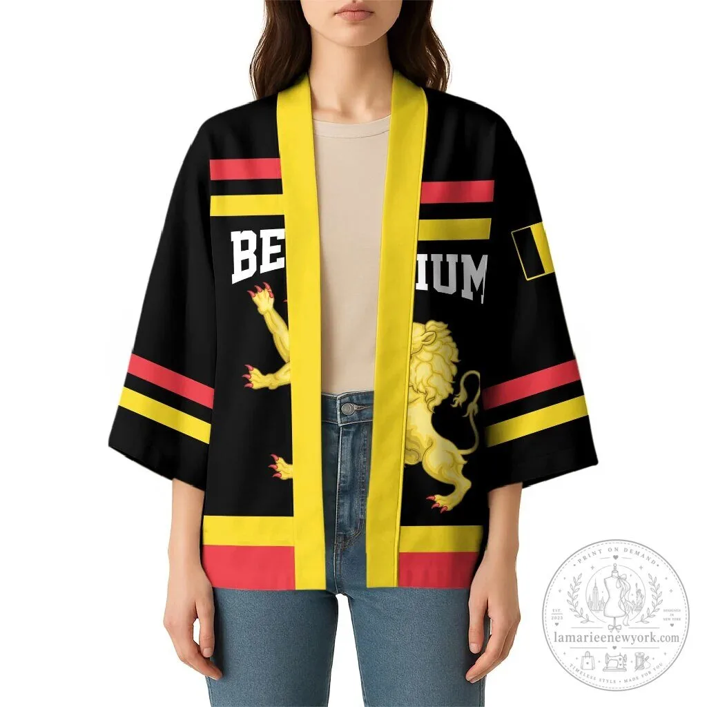 Belgium National Flag Lion Crest Kimono Robe 10 Belgium National Flag Lion Crest Kimono Robe