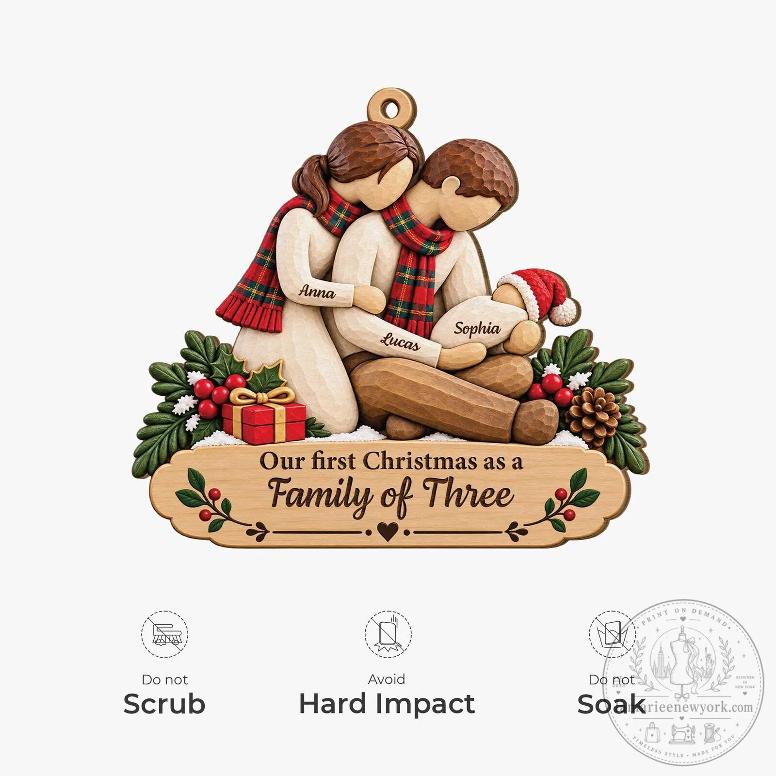 Our First Christmas As A Family Of Three Personalized Ornament 10 Our First Christmas As A Family Of Three Personalized Ornament