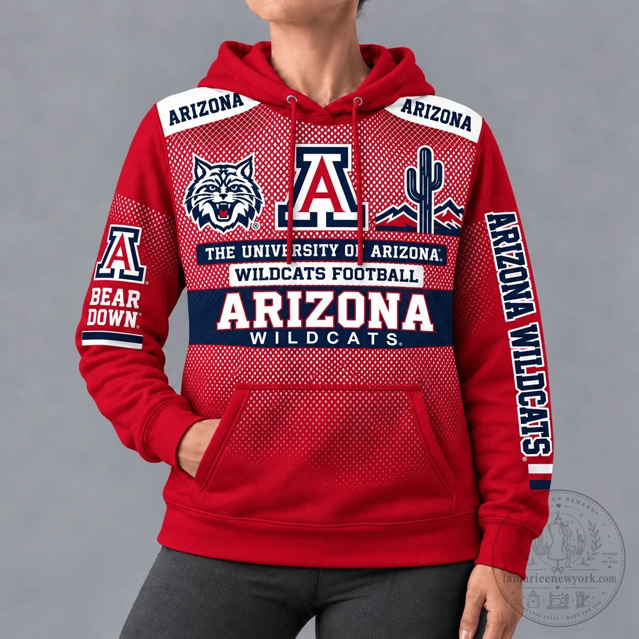 University of Arizona Wildcats Football Team Red Full Print Hoodie