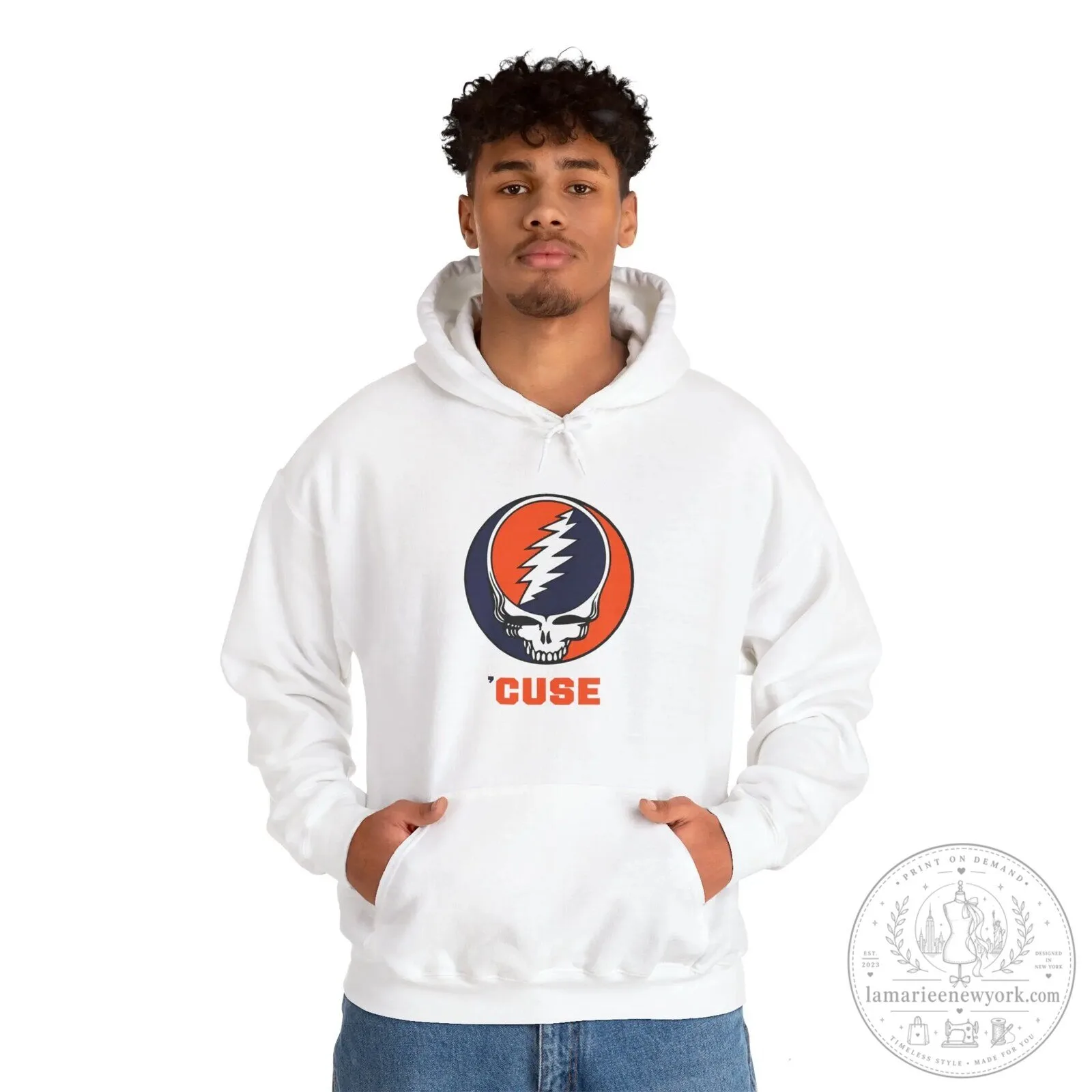 Syracuse University Grateful Dead Steal Your Face Logo White Hoodie
