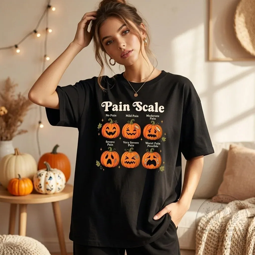 Halloween Nurse Pumpkin Pain Scale Funny Medical Humor T-Shirt