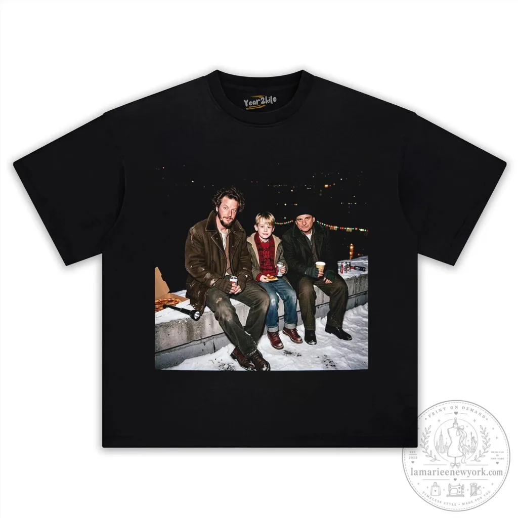 Home Alone Movie Poster Kevin McCallister Christmas Black T-Shirt Home Alone Movie Poster Kevin McCallister Christmas Black T-Shirt