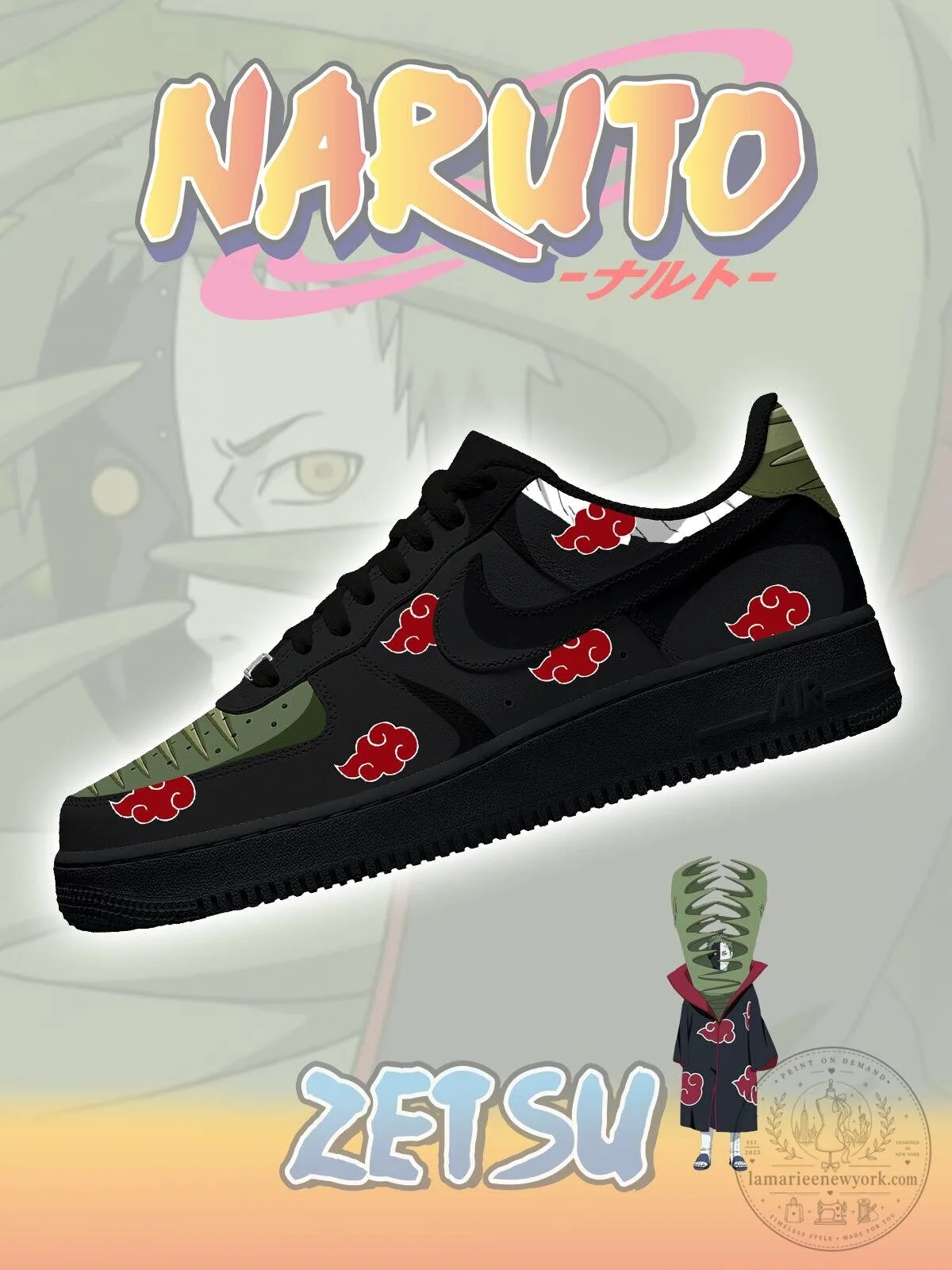Naruto Akatsuki Zetsu Anime Custom Print Shoes