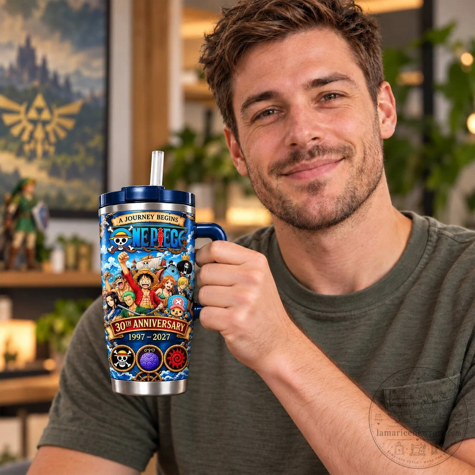 One Piece 30th Anniversary Straw Hat Crew Tumbler with Handle 4 One Piece 30th Anniversary Straw Hat Crew Tumbler with Handle