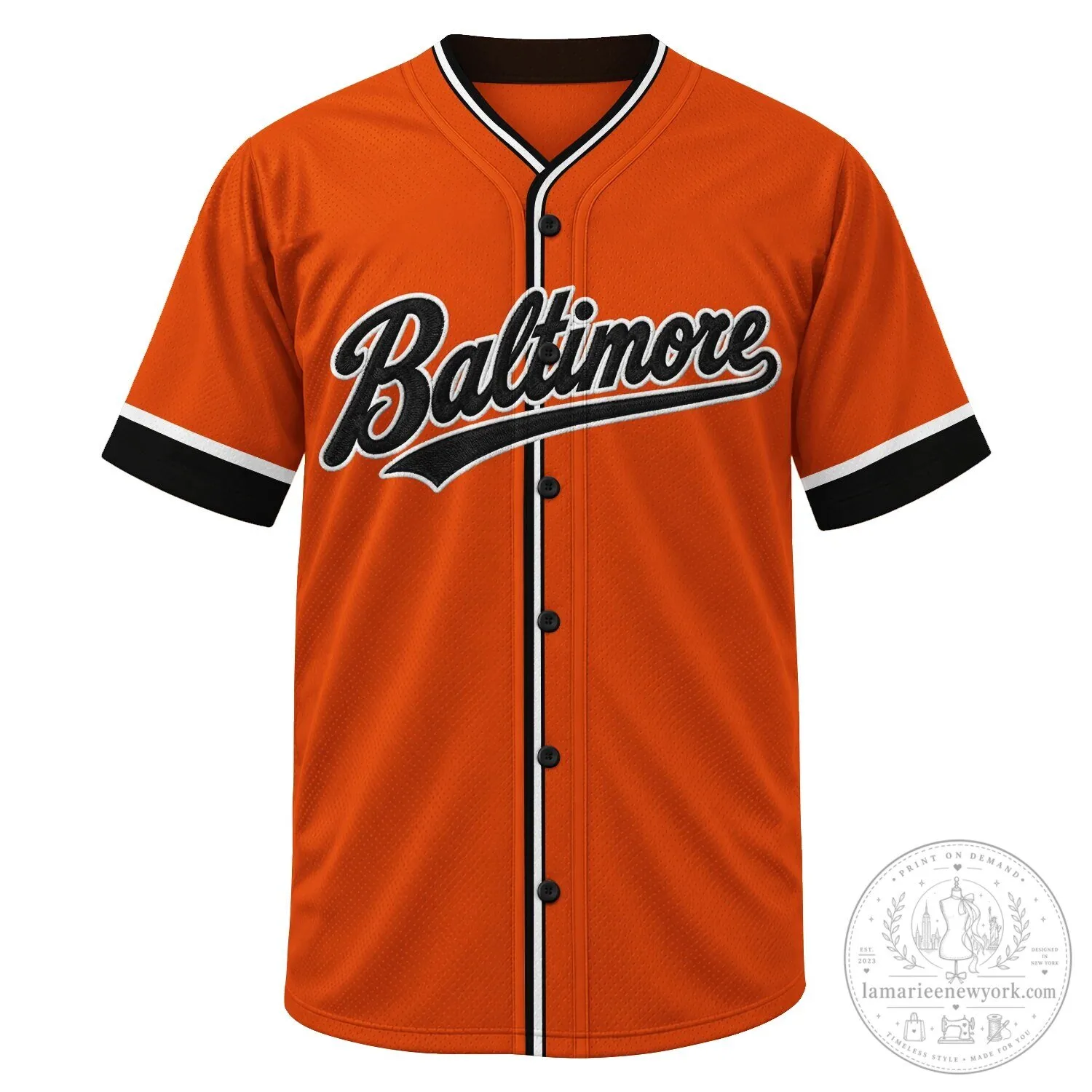 Baltimore Baseball Team Orange Black Pinstripe Custom Baseball Jersey