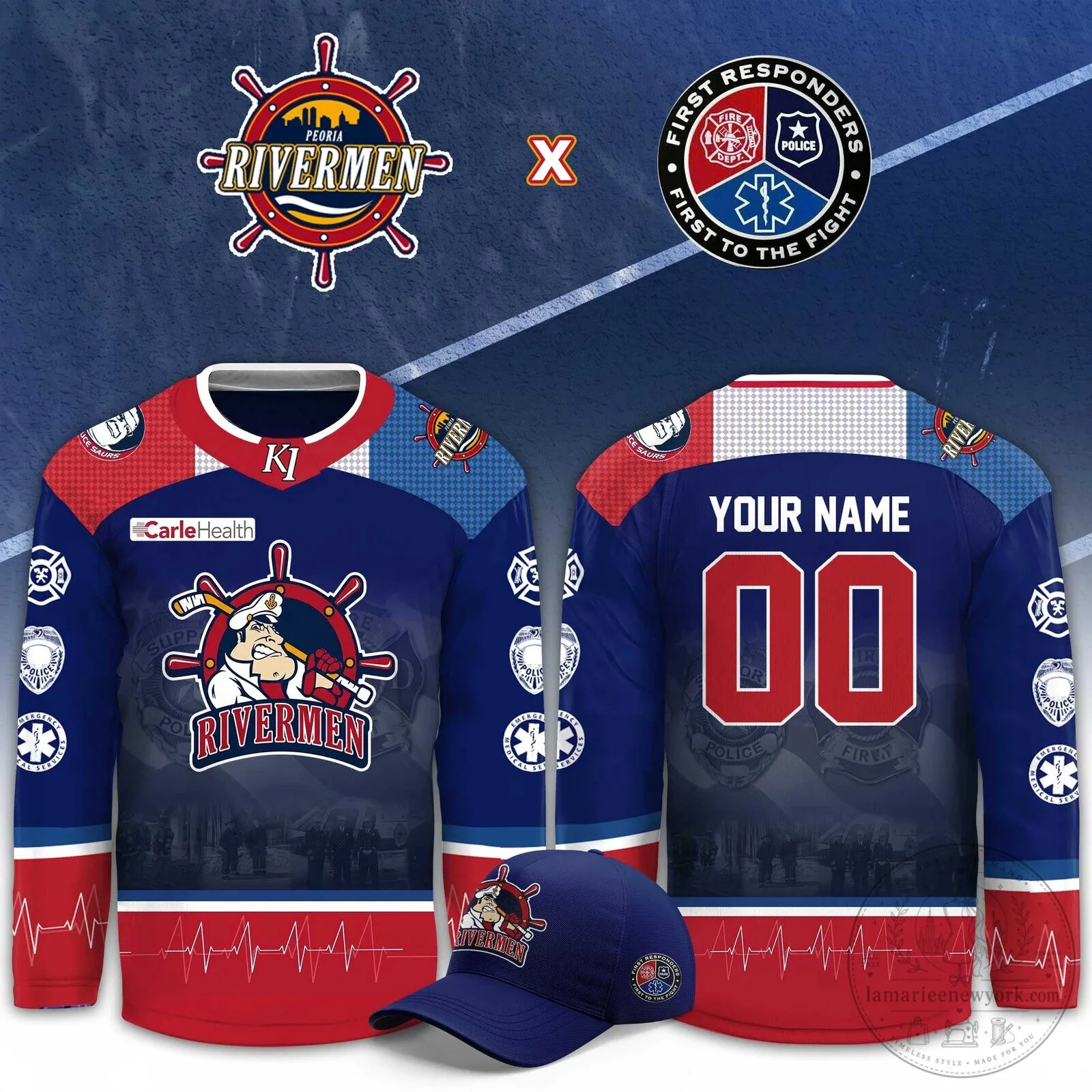 Peoria Rivermen First Responders Custom Ice Hockey Jersey 1 Peoria Rivermen First Responders Custom Ice Hockey Jersey