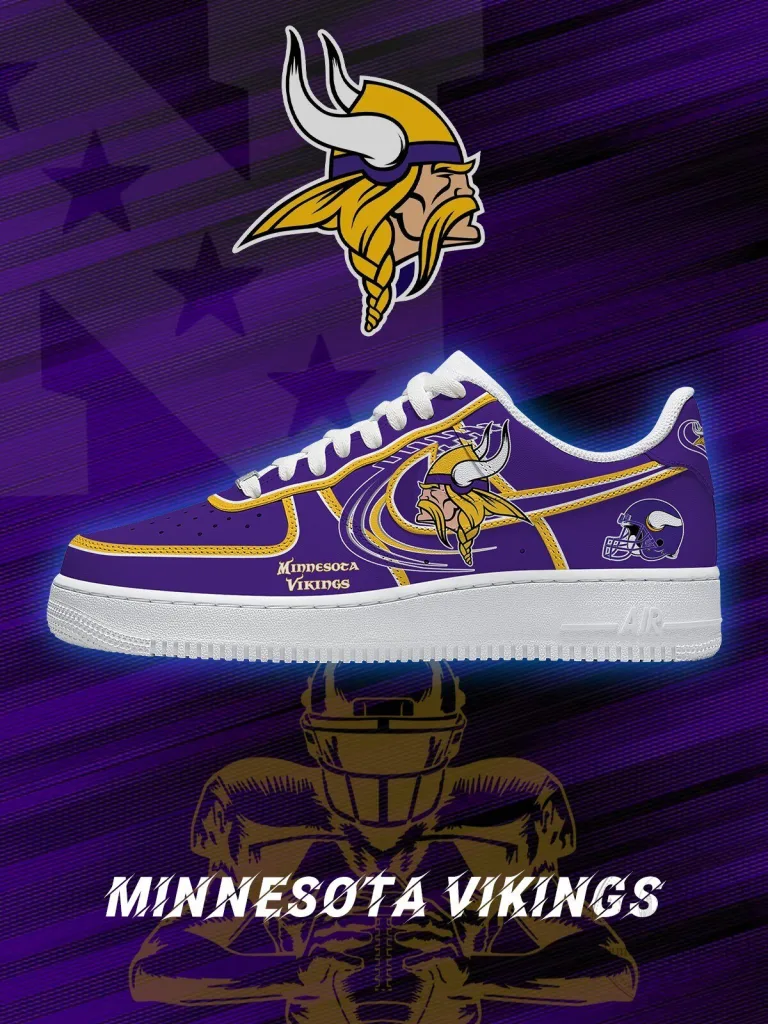 Minnesota Vikings NFL Football Team Logo Purple and Gold Athletic Shoes 23 Minnesota Vikings NFL Football Team Logo Purple and Gold Athletic Shoes