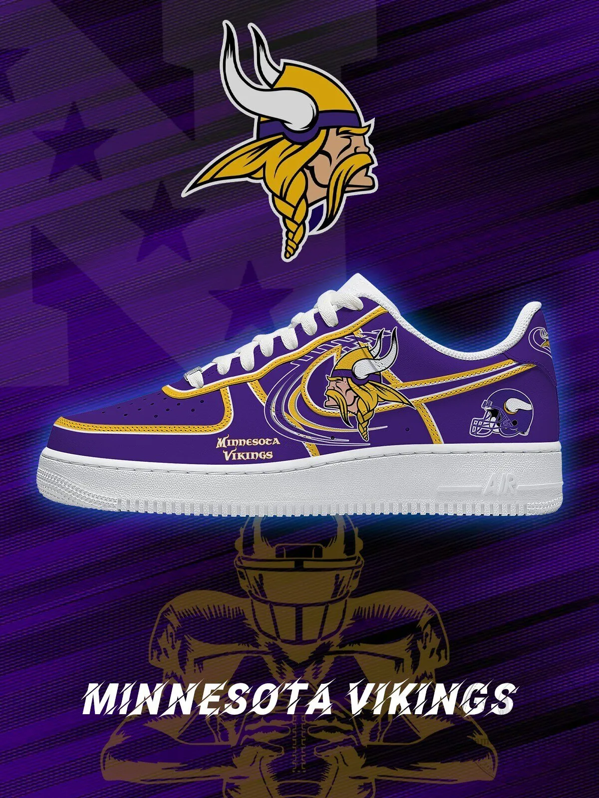 Minnesota Vikings NFL Football Team Logo Purple and Gold Athletic Shoes 1 Minnesota Vikings NFL Football Team Logo Purple and Gold Athletic Shoes