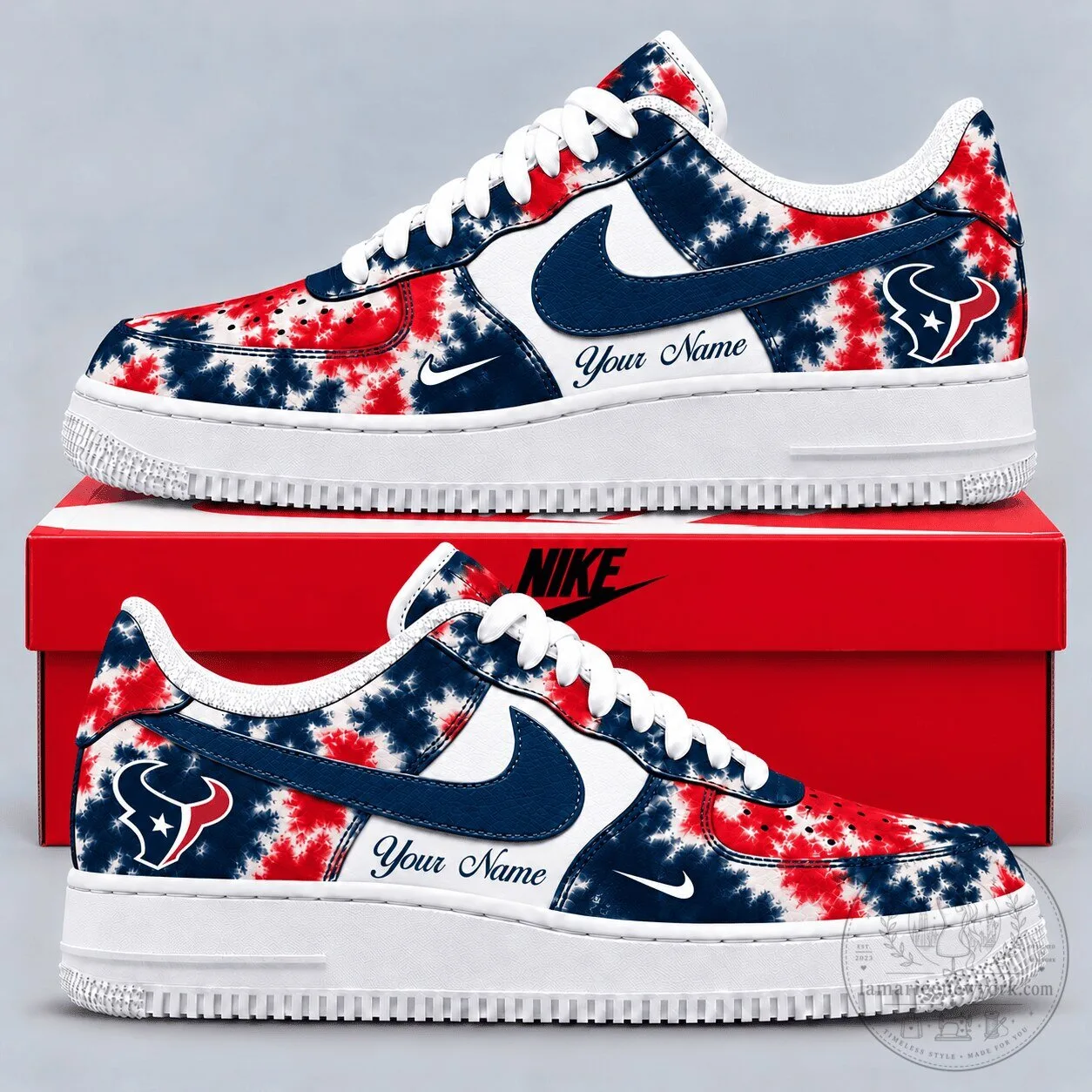 Houston Texans NFL Tie Dye Game Day Custom Name Sneakers