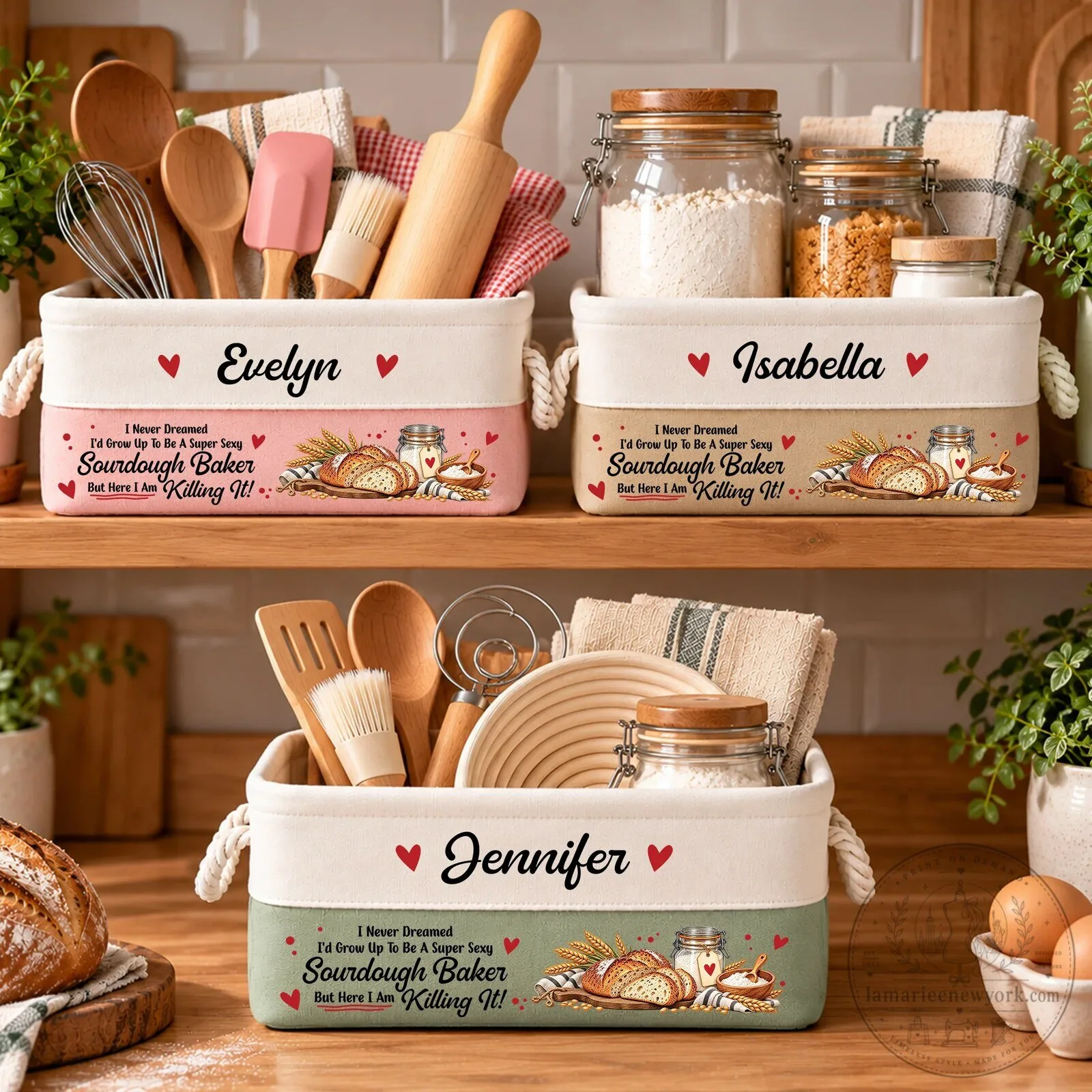 Personalized Sourdough Baker Storage Basket with Custom Name