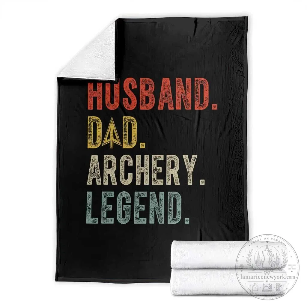 Husband Dad Archery Legend Vintage Style Hunting Throw Blanket