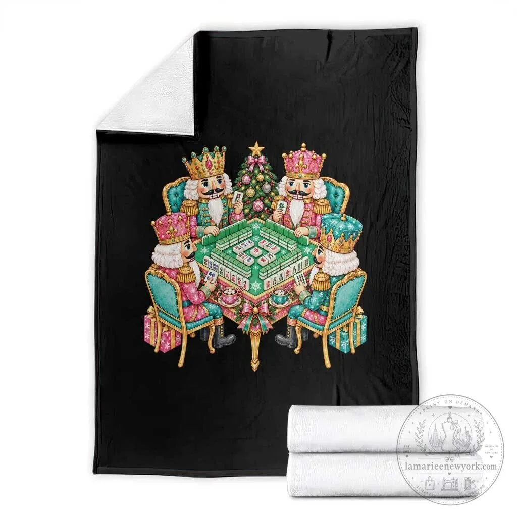 Christmas Nutcracker Mahjong Game Night Holiday Fleece Blanket 45 Christmas Nutcracker Mahjong Game Night Holiday Fleece Blanket