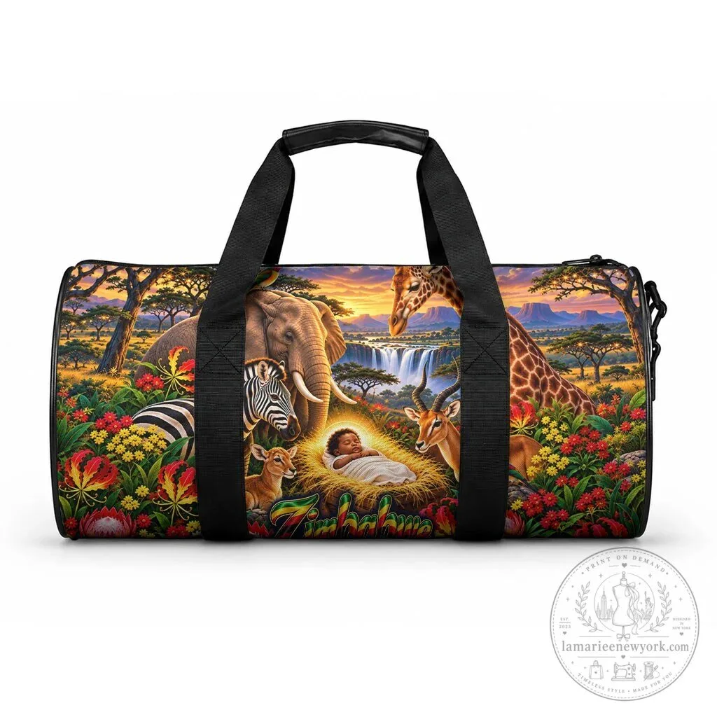 African Safari Wildlife Holy Family Christmas Nativity Scene Duffle Bag
