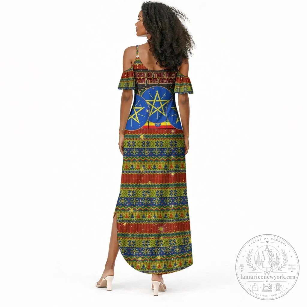 Ethiopian Melkam Genna Jesus Christ Christmas Cold Shoulder Maxi Dress 3 Ethiopian Melkam Genna Jesus Christ Christmas Cold Shoulder Maxi Dress