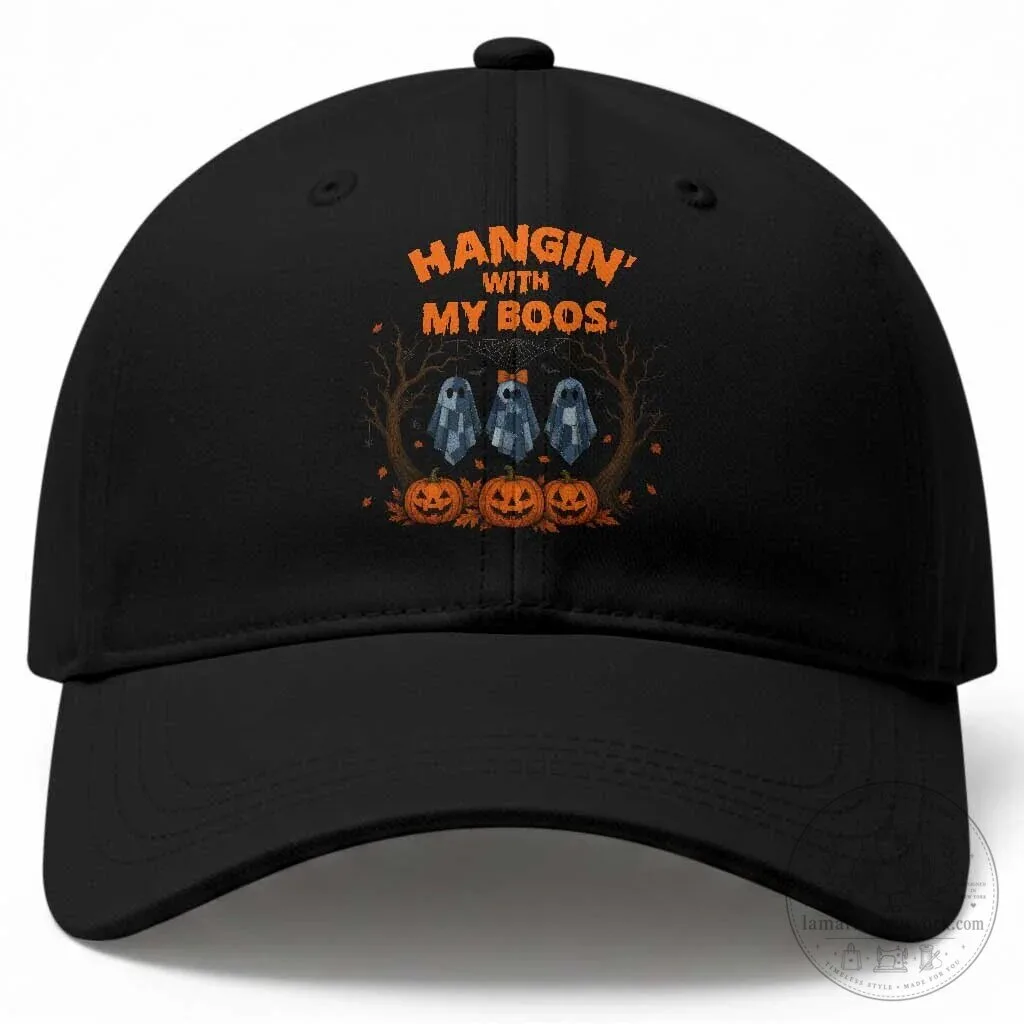 Halloween Hanging With My Boos Ghost and Pumpkin Baseball Cap