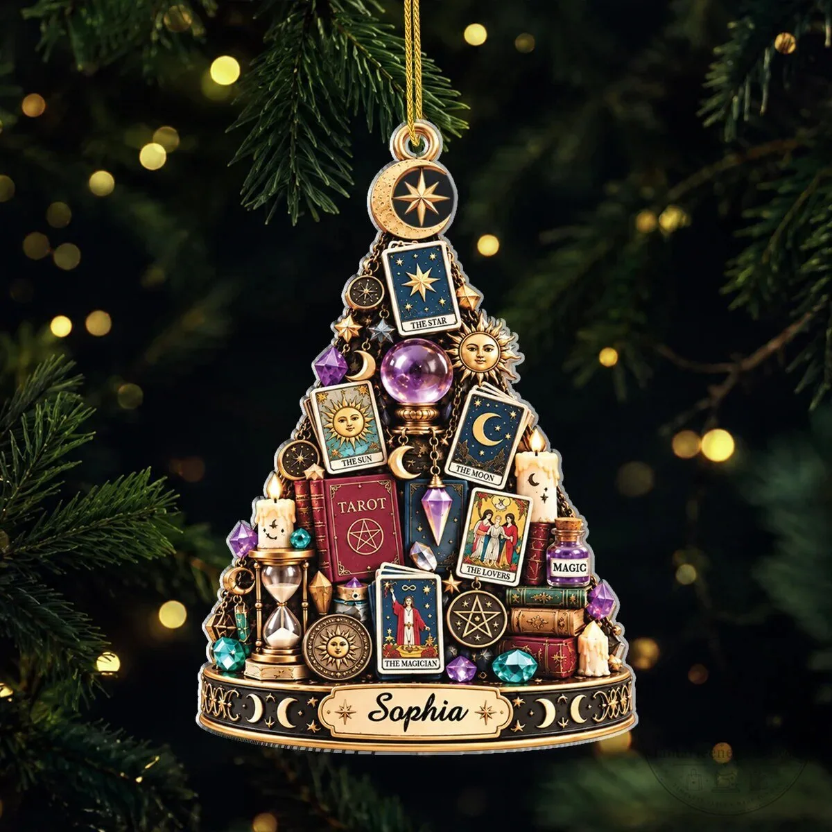 Tarot Card Christmas Tree Ornament, Personalized Acrylic Fortune Teller Decoration 6 Tarot Card Christmas Tree Ornament, Personalized Acrylic Fortune Teller Decoration