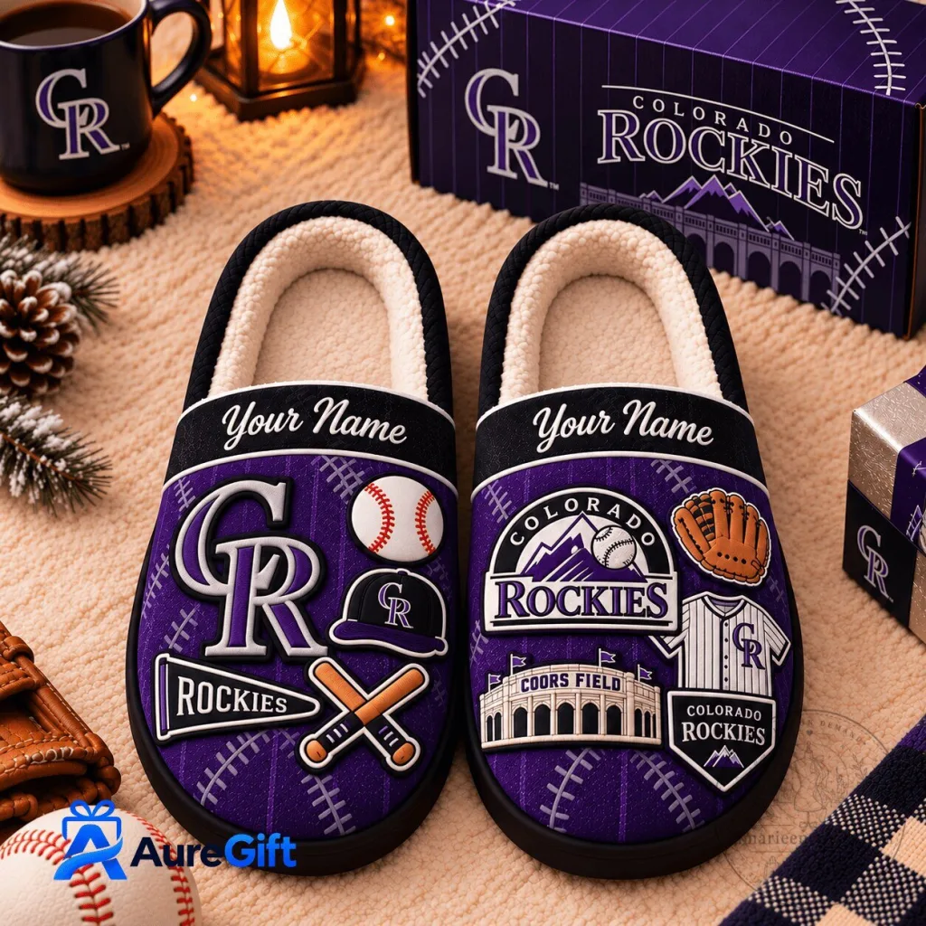 Colorado Rockies Baseball Team Personalized Name Game Day Fan Slippers Colorado Rockies Baseball Team Personalized Name Game Day Fan Slippers