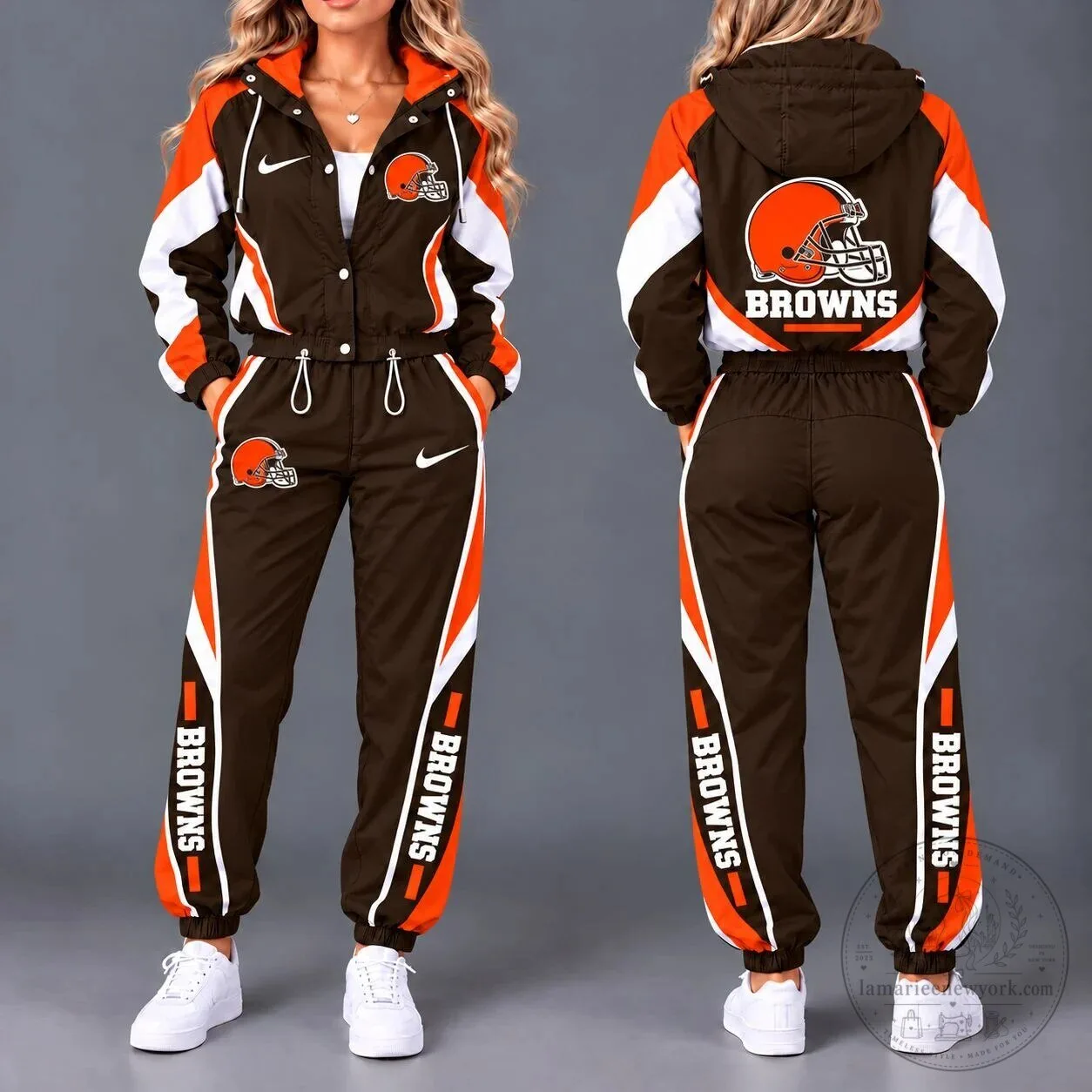 Cleveland Browns NFL Football Team Logo Windbreaker Jacket and Pants Set