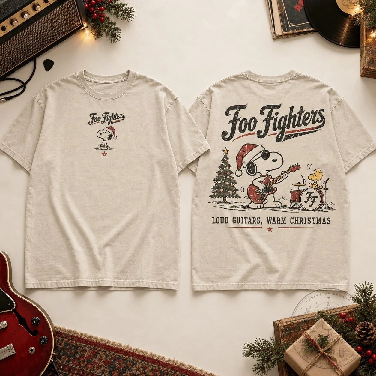 Foo Fighters Snoopy Loud Guitars Warm Christmas T-Shirt