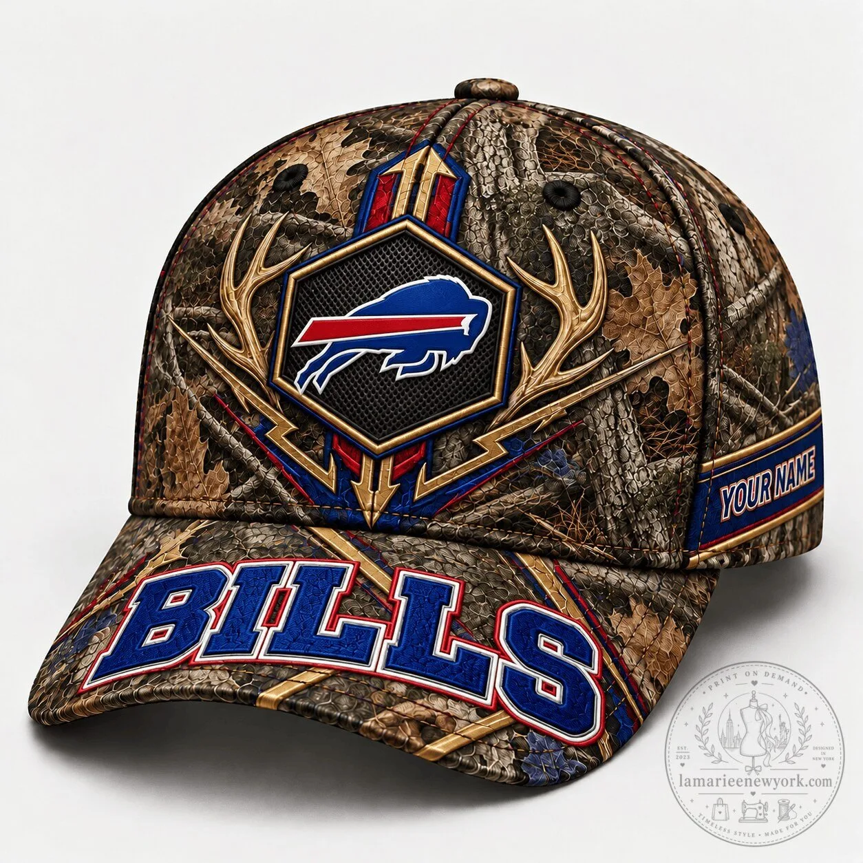 Buffalo Bills NFL Camouflage Hunting Cap with Custom Name for Football Fans