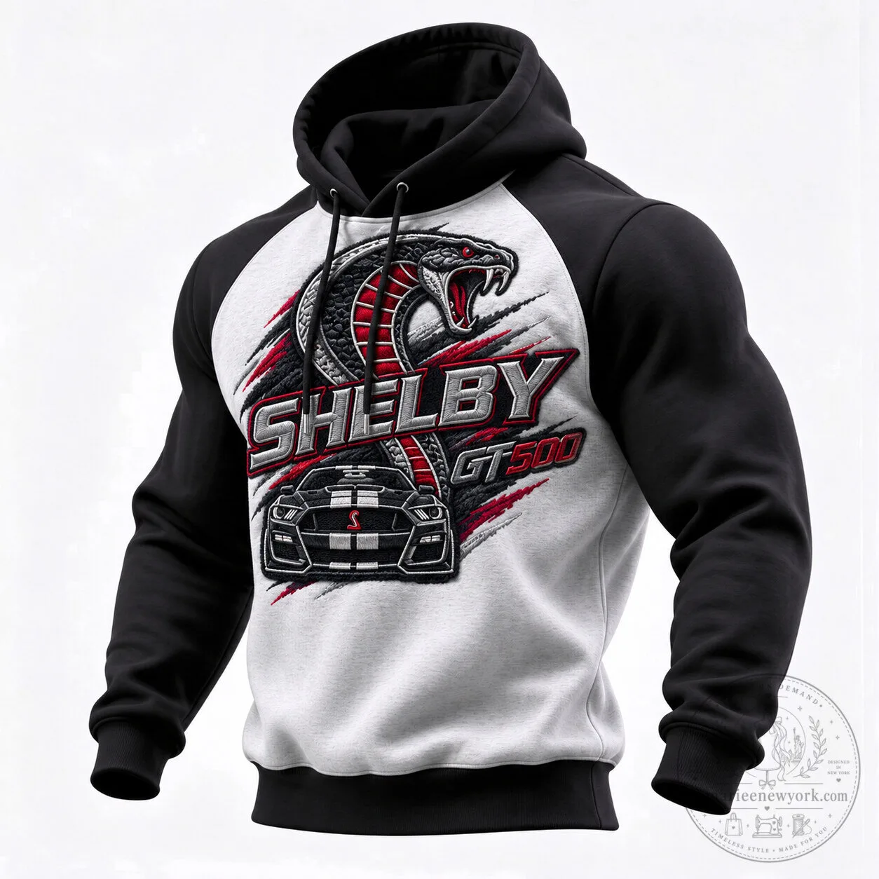 Shelby GT500 Cobra Snake Muscle Car Raglan Hoodie