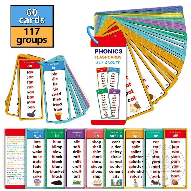 Phonics Flashcards 117 Sound Groups 900 Rhyming Words Preschool English Discovery