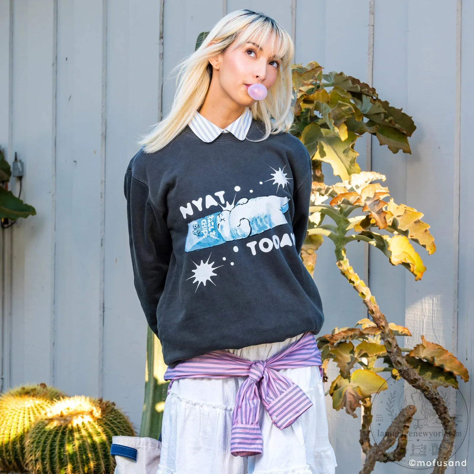 Mofusand Nyat Today Graphic Print Crewneck Sweatshirt 6 Mofusand Nyat Today Graphic Print Crewneck Sweatshirt