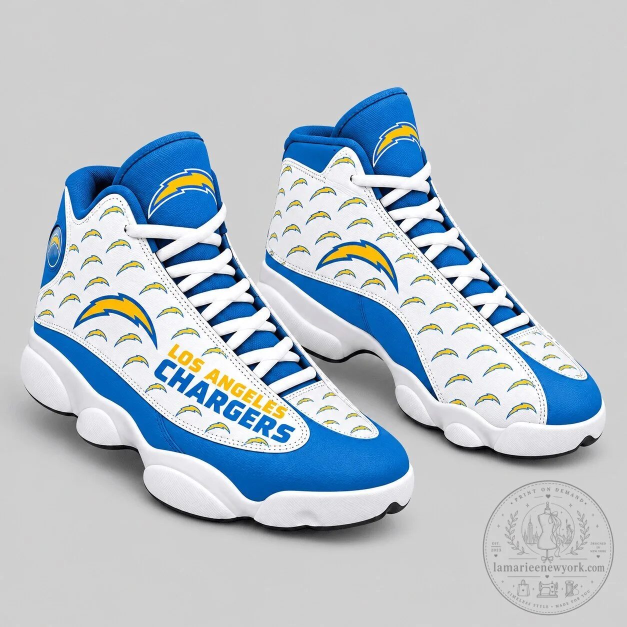 Los Angeles Chargers National Football League Pattern High Top Sneakers