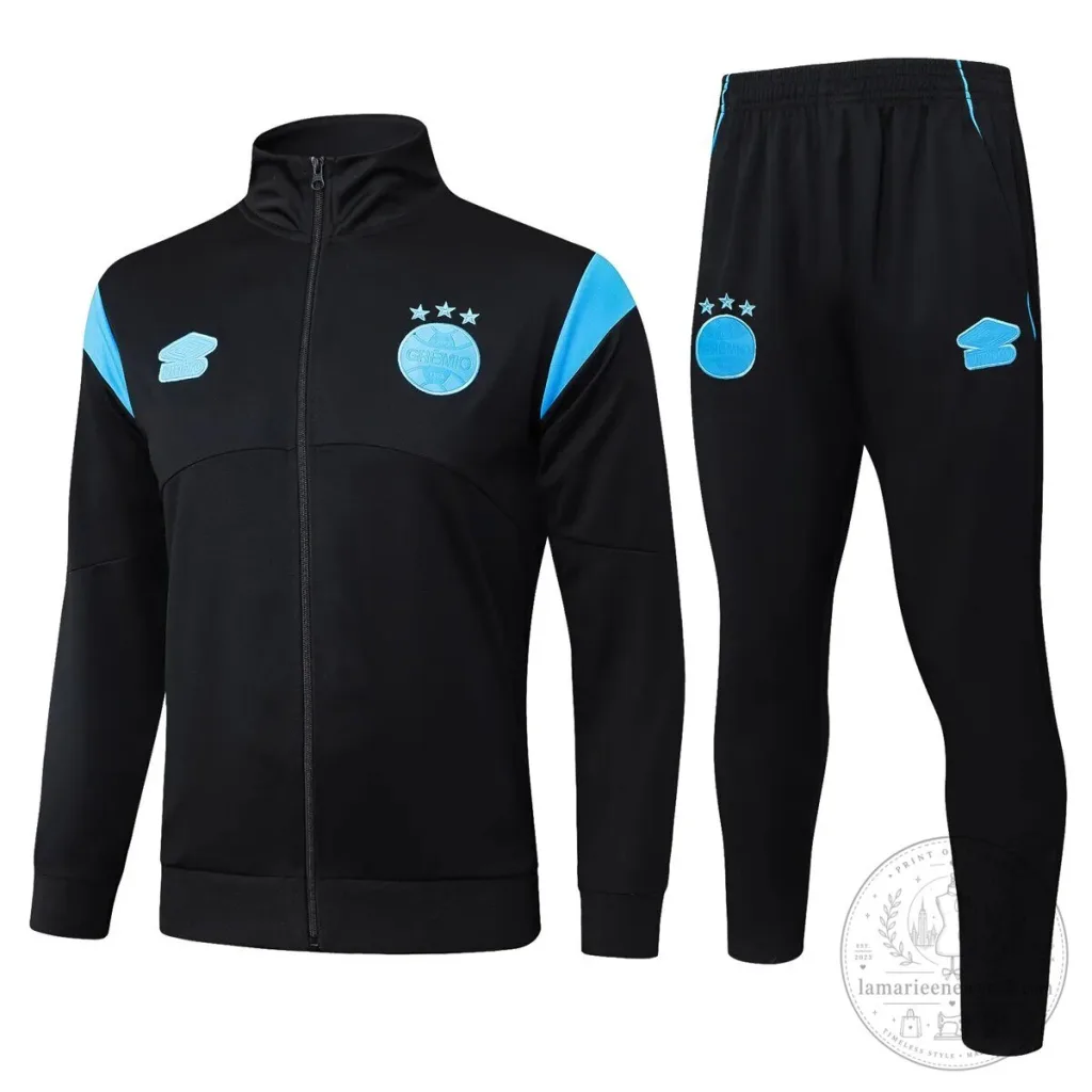 Gremio Football Club Black Training Jacket and Pants Tracksuit Set Gremio Football Club Black Training Jacket and Pants Tracksuit Set