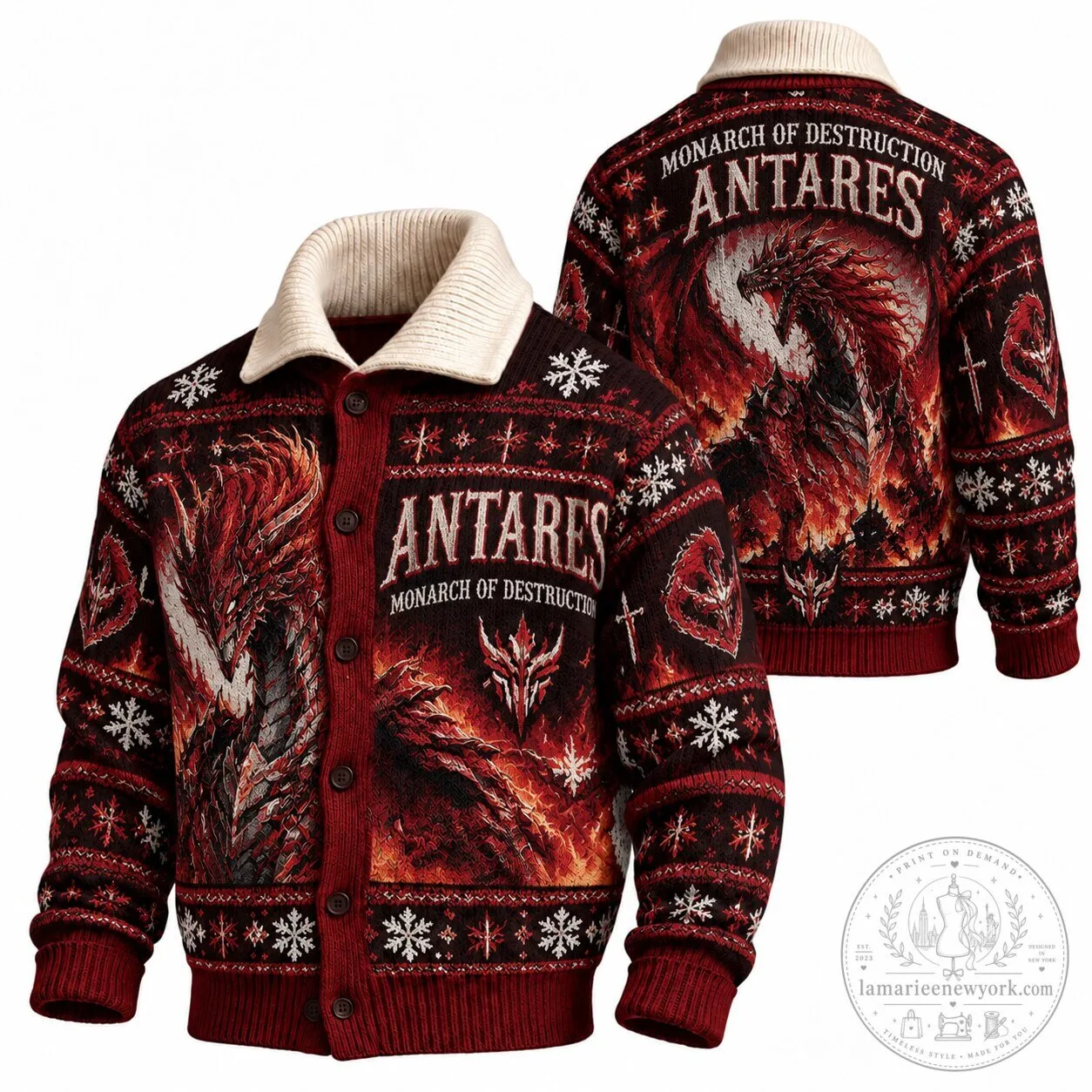 Solo Leveling Antares Monarch of Destruction Christmas Knitted Cardigan Sweater