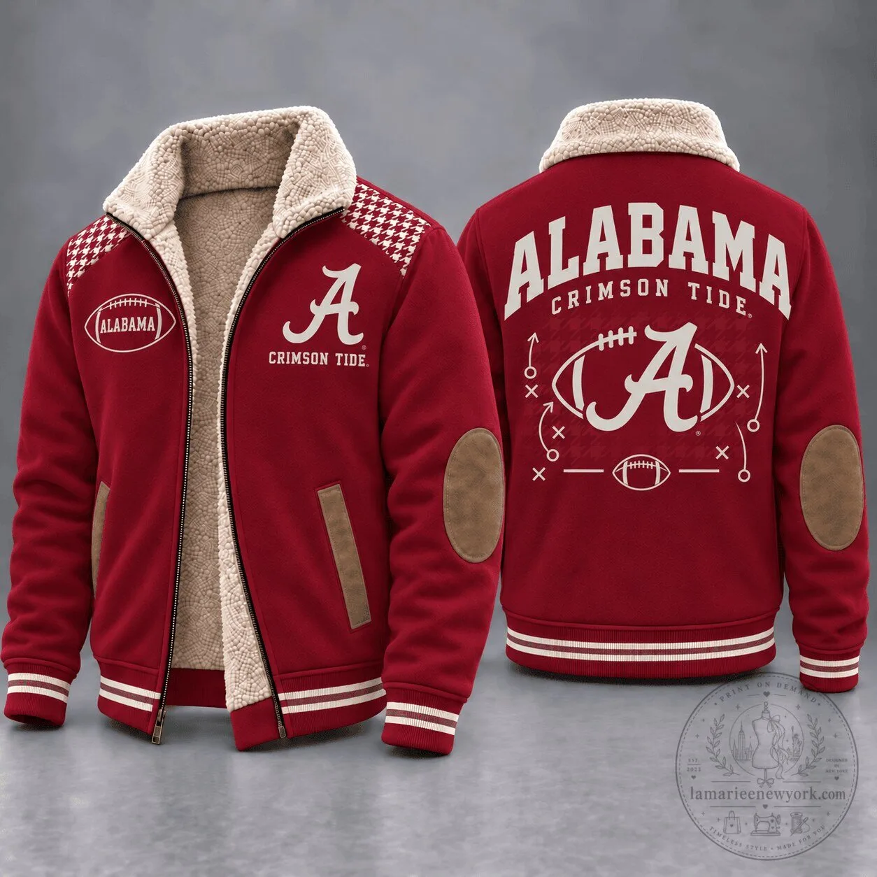 Alabama Crimson Tide Football Varsity Style Sherpa Lined Winter Jacket