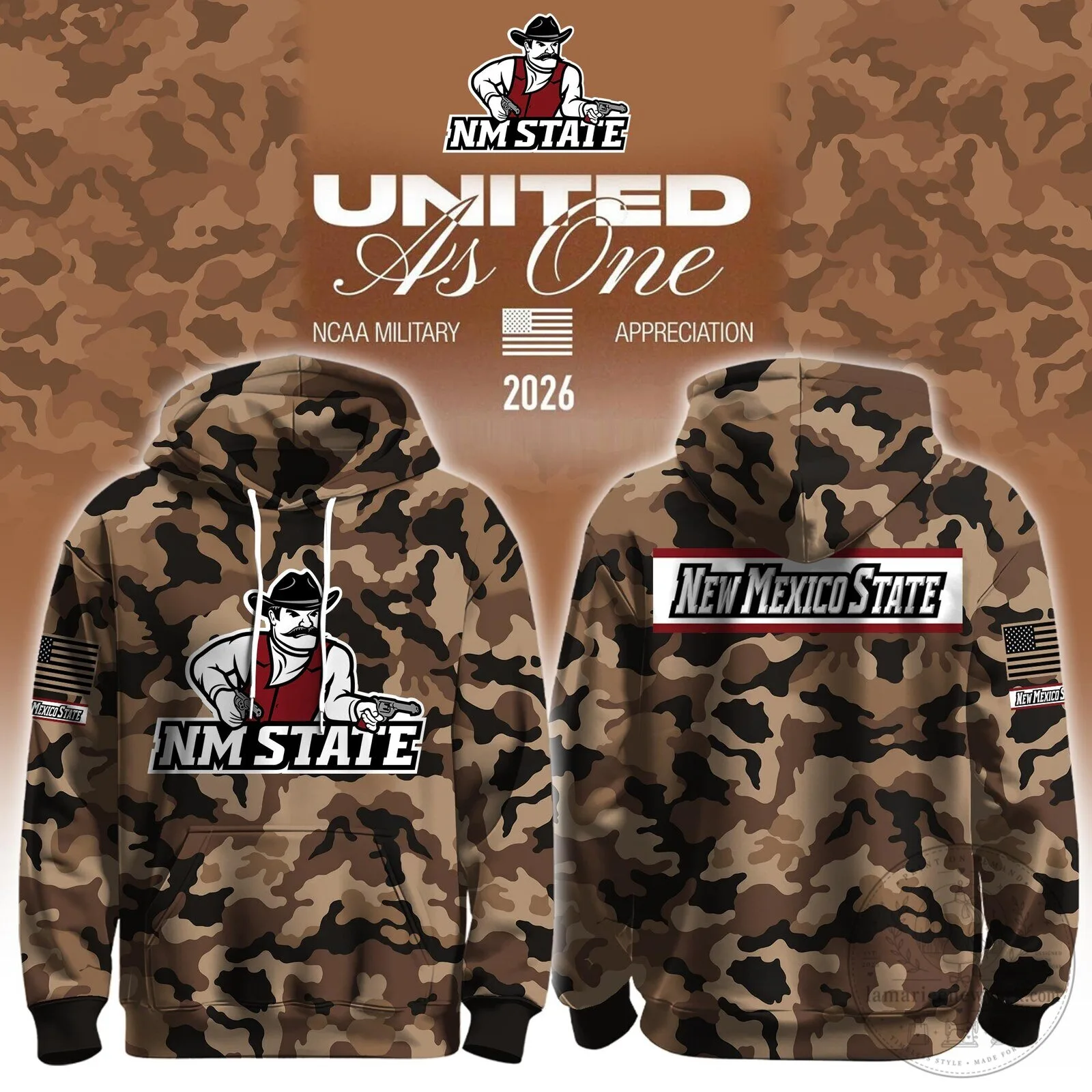 Military Appreciation Camouflage Hoodie for New Mexico State Aggies NCAA Fans