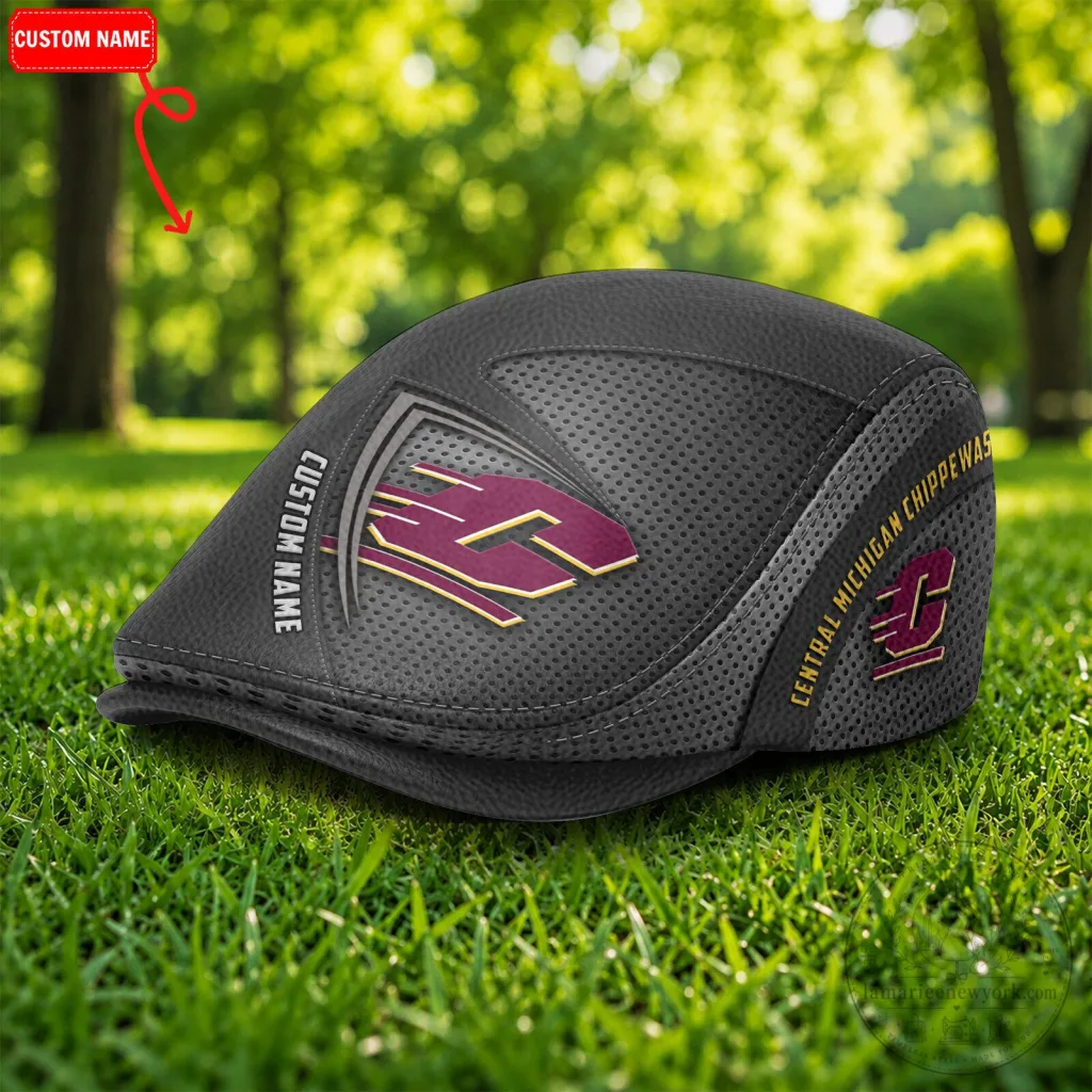 Central Michigan Chippewas NCAA Golf Flat Cap, Personalized Custom Name Cap Hat Central Michigan Chippewas NCAA Golf Flat Cap, Personalized Custom Name Cap Hat
