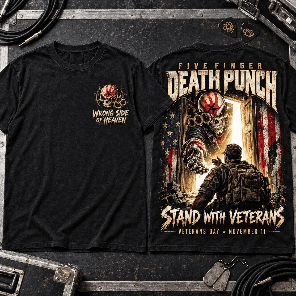 Five Finger Death Punch Wrong Side of Heaven Stand With Veterans T-Shirt